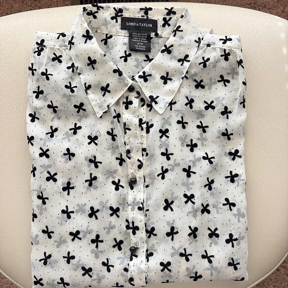 Women’s Lord & Taylor Bow Print Blouse